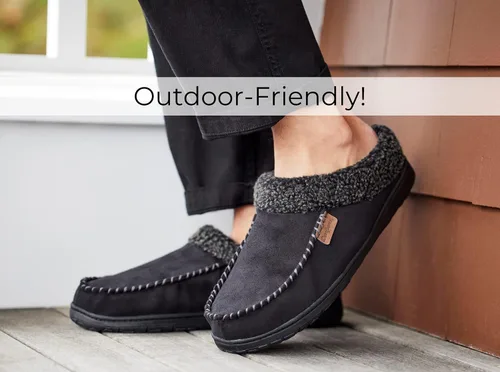 Miniatura 5 de Dearfoams - Pantuflazueco de gamuza de microfibra para hombre, con puntada de látigo