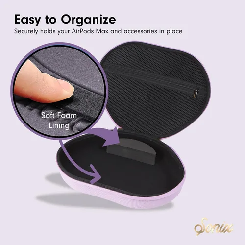 Miniatura 7 de Funda protectora Sonix para auriculares Apple AirPods Max Estuche de transporte de viaje, bolsa de almacenamiento portátil, admite modo de Lavanda
