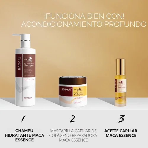 Miniatura 3 de Karseell Juego de Tratamiento Capilar de Colágeno, Máscara de Cabello de Colágeno de Reparación Profunda, Champú y Aceite de Argán para Cabello Seco