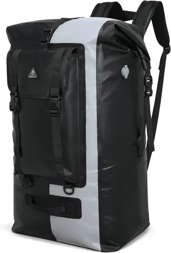 Miniatura 9 de Haimont Mochila enrollable 100% impermeable de gran capacidad IPX7, bolsa seca con bolsillos y válvula de aire, kayak, campamento, 60/100L
