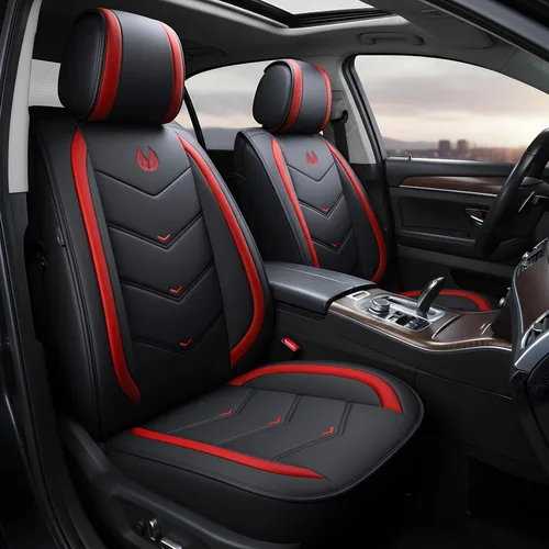 Miniatura 11 de OASIS AUTO OS-003, Fundas de cuero y tela para asientos de automóvil. Cubierta acojinada de cuero sintético para autos, SUV, camioneta Pick-up, Negro