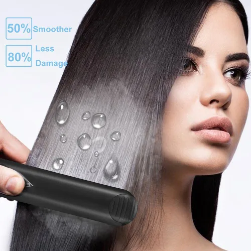 Miniatura 6 de Plancha de pelo profesional de turmalina de cerámica 2 en 1, plancha de pelo ajustable 300-450F, calor de salón, 110-220 V de doble voltaje