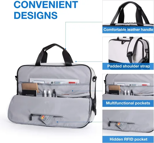Miniatura 5 de Bolsa para laptop, BAGSMART Maletín para laptop de 15.6 pulgadas para hombres y mujeres, Maletín para trabajo y viajes de negocios, gris, 15.6