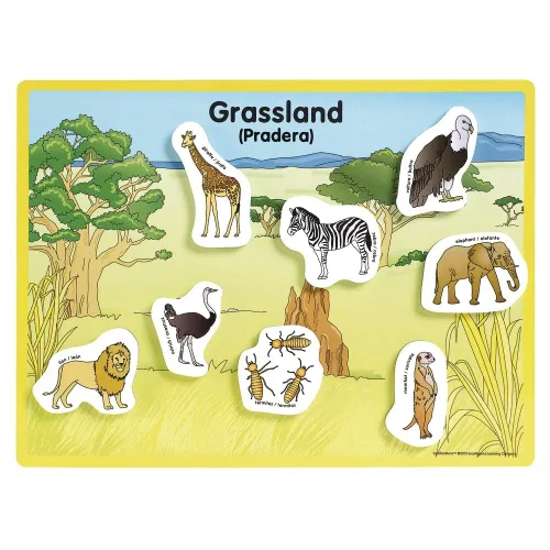 Miniatura 3 de Excellerations Animales en sus hábitats 6 tableros de rompecabezas herramienta de actividad de aprendizaje para niños (48 piezas)