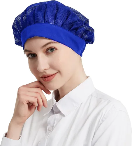 Miniatura 3 de Paquete de 6 gorras de chef ajustables de malla para cocinar, servicio de alimentos, redes para el cabello, red de cocina, gorro reutilizable
