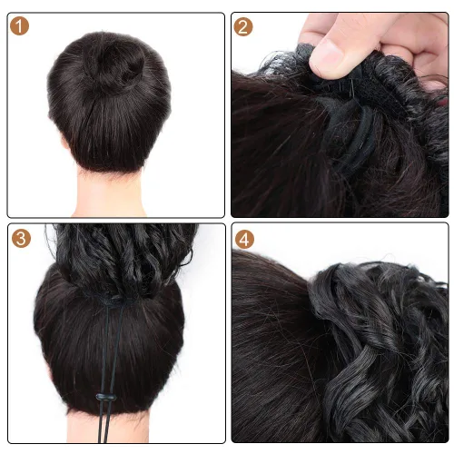 Miniatura 6 de AISI BEAUTY Extensión de cola de caballo rizada con cordón para mujeres negras, cola de caballo sintética rizada con cordón con 2 clips en colas