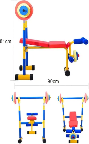 Miniatura 7 de Kids Fun And Fitness - Juego de mancuernas ajustables, juego de banco de pesas ajustable, adecuado para niños de 6 a 9 años en jardín de infantes