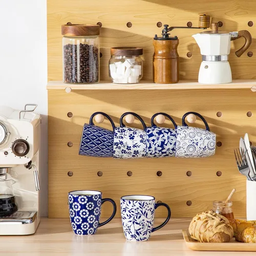 Miniatura 7 de vancasso SELENE Juego de 6 Tazas de Café, 12 Oz Tazas de Café de Porcelana con Asa, Taza de Té de Cerámica para Capuchino, Latte, Té, Cacao