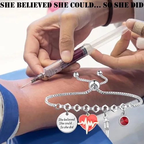 Miniatura 7 de PLITI Pulsera flebotomista Regalo de graduación de técnico de flebotomía She Believed She Could So She Did