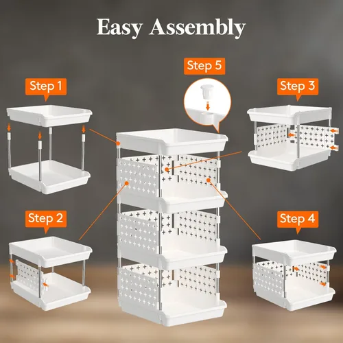 Miniatura 6 de Lifewit Cestas de Almacenamiento Apilables de Plástico, Cestas Apilables de 4 Niveles 13.8"P x 11.8"A x 28.3"Al, Contenedores Multifuncionales