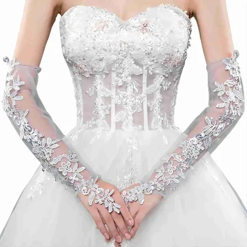 Specell Lace Fingerless Gloves Women, Fingerless Satin Gloves, Bridal Prom for Wedding Party Costume Accessories 45 styles