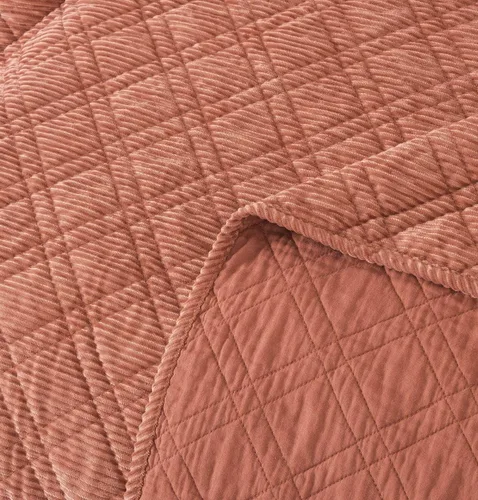 Miniatura 7 de DaDalogy Bedding - Juego de colcha de pana color naranja terracota, manta terrosa rústica y cálida coral ladrillo – Terciopelo suave ligero cosido