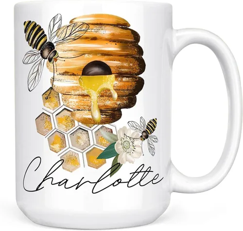 Miniatura 4 de Personalized Beehive and Bees Ceramic Coffee Mug, 11 or 15 oz