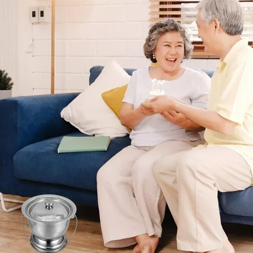 Miniatura 6 de DOITOOL Olla urinaria de acero inoxidable con tapa de 9.84 pulgadas, olla de cámara portátil para adultos, niños, ancianos, cubierta de noche