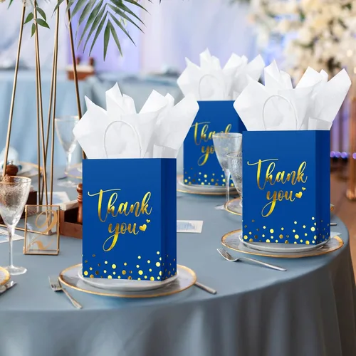 Miniatura 5 de Tinlade 30 bolsas de regalo de agradecimiento con papel de seda dorado con asa para graduación, negocios, compras, boda, ducha, regalos de fiesta