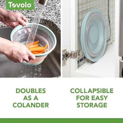 Miniatura 4 de Tovolo Cubierta para Plato de Microondas Pequeña en Azul Neblina Plegable Ventilada de Silicona Cubierta Antisalpicaduras para Microondas, Apta