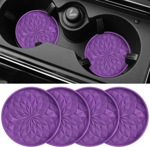 Miniatura 18 de ME.FAN Posavasos de automóvil para portavasos [4 unidades] – Alfombrillas de silicona para tazas de 2.75 pulgadas para automóvil – Accesorios