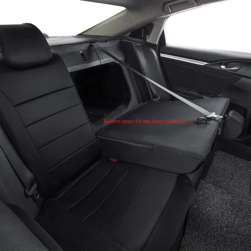Miniatura 18 de EKR - Fundas de asiento de automóvil a la medida para Honda Civic Sedan, Sport, LX - Cuero sintético (negro)