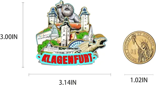 Miniatura 3 de Austria Klagenfurt imán de nevera de madera 3D monumentos de viaje coleccionables recuerdos decoración hecha a mano - 2