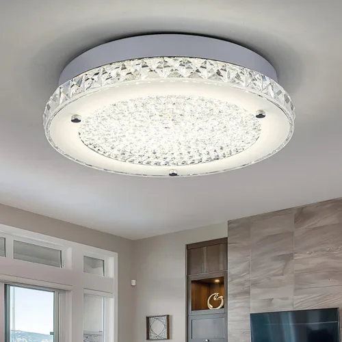 Miniatura 15 de Lámpara de techo de cristal de montaje al ras, lámpara de techo LED moderna de 8.3 pulgadas, lámparas de araña de cristal regulables