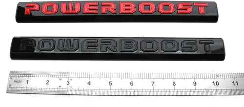Miniatura 6 de 2 calcomanías POWERBOOST con emblema en letras para puerta izquierda, placa de identificación de repuesto para F-150 2019-2023 (Rojo)