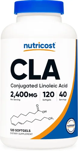 Miniatura 8 de Nutricost CLA (ácido linoleico conjugado) 2,400 mg, 240 cápsulas blandas - Sin gluten, sin OMG, 800 mg por cápsula blanda