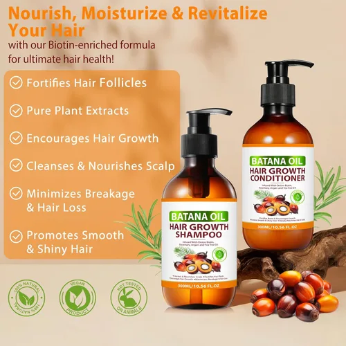 Miniatura 4 de Batana Oil - Juego de champú y acondicionador orgánico Batana con cebolla, romero, árbol de té de argán, productos para el cabello espesante
