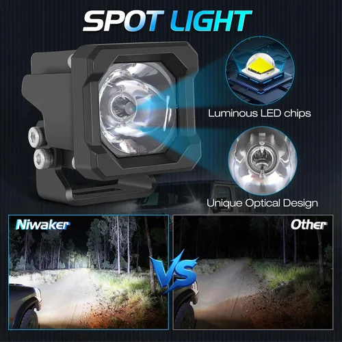 Miniatura 3 de Niwaker - Luces LED de 2 pulgadas, 2 unidades, 50 W, luminus, cubos LED, luz de trabajo, barra de luz de conducción todoterreno, luces antiniebla