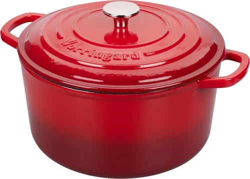 Miniatura 9 de VORRINGARD Olla de horno holandés de hierro fundido esmaltada con tapa, para hornear pan de masa madre, hornos holandeses redondos, 4.5 cuartos