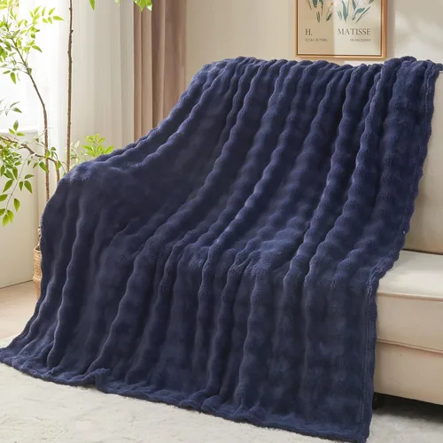 Miniatura 45 de NEWCOSPLAY Manta para Sofá Aqua Súper Suave de Franela Polar 3D Burbuja Ligera Manta de Cama para Uso en Todas las Estaciones (Aqua, Throw(50"x60"))