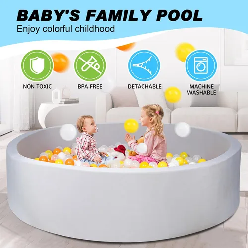 Miniatura 3 de Piscina de bolas de espuma para niños pequeños, niños y niñas, CALEPTONG 47.2"x 13.8" Piscinas de bolas para bebés súper grandes con esponja