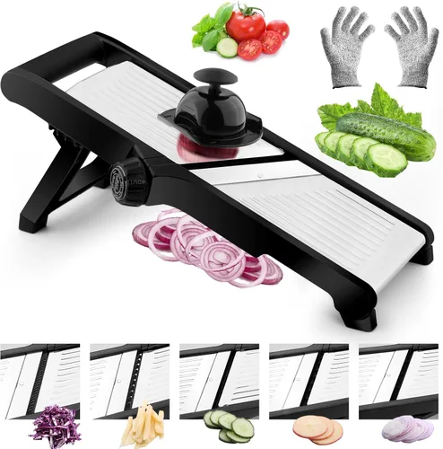 VEKAYA - Rebanadora de mandolina para cocina, rebanadora de verduras ajustable, picadora de alimentos, cortadora de papas, mandolina, rebanadora de