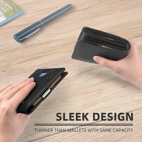 Miniatura 105 de Zitahli - Billeteras delgadas RFID para hombres, billetera de cuero flexible con clip de dinero, cartera minimalista con bolsillo frontal