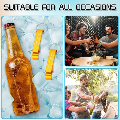 Miniatura 3 de Dandat 100 llaveros para abridor de botellas, regalos de boda personalizados para invitados, abridor de cerveza de vino de aluminio grabado, regalos