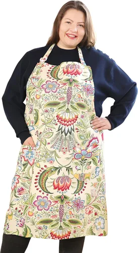Miniatura 45 de Delantales de algodón y lino para hornear, talla grande, para mujer, con bolsillos, cocina