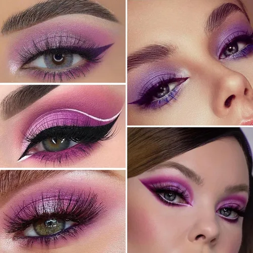 Miniatura 4 de Erinde Paleta de maquillaje de sombra de ojos de 9 colores con purpurina y lavanda brillante y mate, violeta, malva, púrpura oscura, plateado