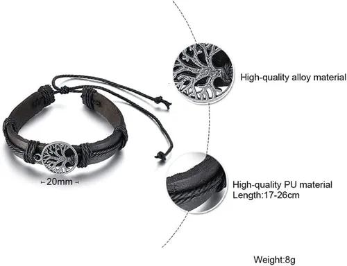 Miniatura 5 de JAVMOO Gothic Bracelet Adjustable Punk Braided Leather Multilayer Grunge Set Bracelets Emo Metal Cuff Wrap Bangles Meaningful Jewelry Gifts for Man