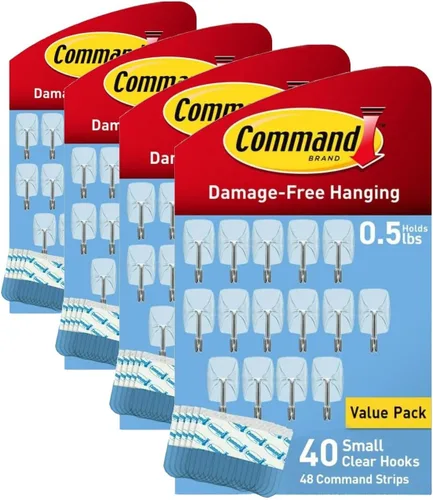 Miniatura 11 de Command Ganchos pequeños de alambre transparente, 40 ganchos de pared y 48 tiras, para colgar sin daños con adhesivo, ideal para colgar