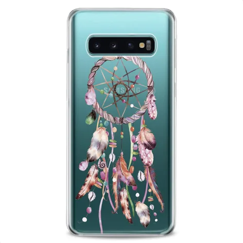Miniatura 5 de Funda compatible con Samsung S25 S24 S23 FE S22 Plus S21 Ultra S20+ S10e Note 20 S9 Clear Tribal Totem Design Print Phone Cute Pink Feather Catcher