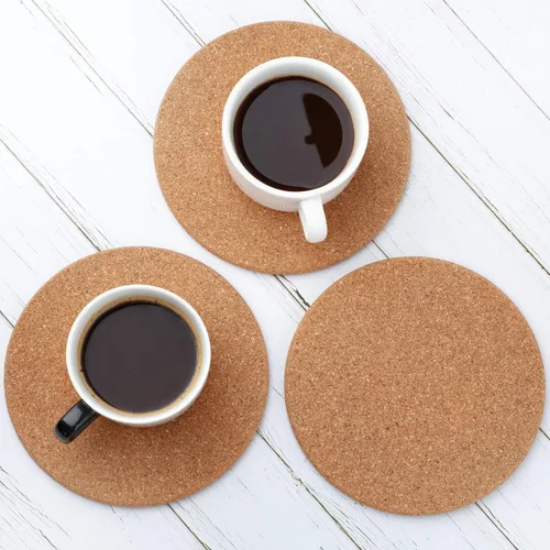 Miniatura 3 de Boao 6 salvamanteles redondos de corcho para platos calientes, posavasos gruesos de alta densidad, posavasos de corcho absorbente de madera