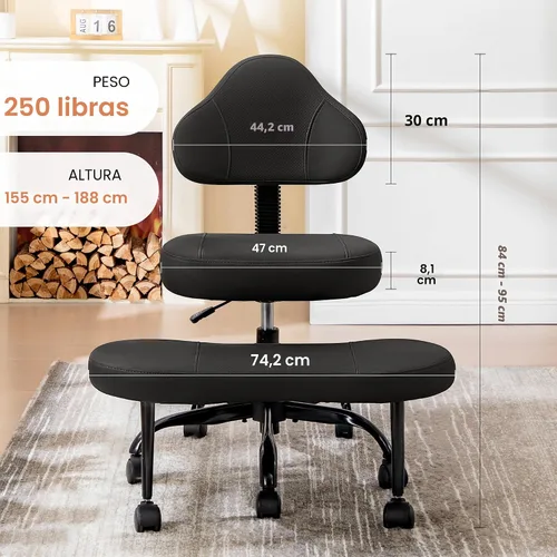 Miniatura 2 de AtHope Silla de oficina con patas cruzadas, silla de escritorio entrecruzada, asiento de yoga para meditación para TDAH con altura ajustable, Negro
