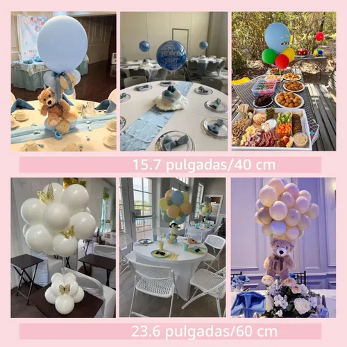 Miniatura 6 de TEKXYZ Soporte de globo acrílico transparente de 15.75 pulgadas de altura para decoración de centro de mesa, juego de 4