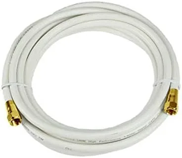 Cable coaxial RG6 de 150 pies blanco con conector F dorado en cada extremo 75 ohmios 3 GHz RG-6 RG6 cable coaxial digital antena parabólica TV línea