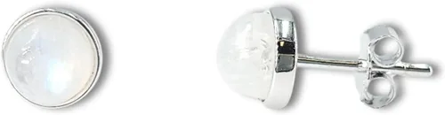 Miniatura 103 de Pendientes naturales de 0.236 in con chapado en oro blanco sobre plata de ley, bisel cabujón de piedras preciosas regalo de joyería para ella