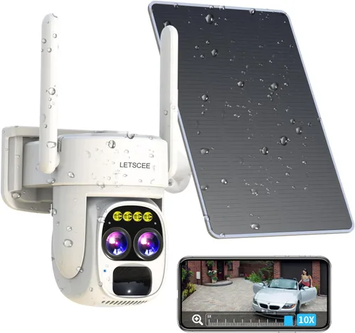Miniatura 12 de LETSCEE Cámaras de seguridad inalámbricas para exteriores alimentadas por energía solar para seguridad del hogar, cámara exterior de visión de 360°