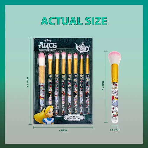 Miniatura 3 de Disney Alicia en el País de las Maravillas Juego de 8 brochas de maquillaje para sombra de ojos, iluminador, rubor, pelo suave, kit de maquillaje