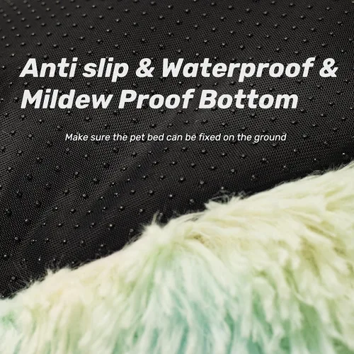 Miniatura 4 de Cama Redonda Anti-Ansiedad de Felpa Sintética Mullida Cálida y Lavable para Perros y Gatos, Cama Original para Mascotas Pequeñas, Medianas y Verde
