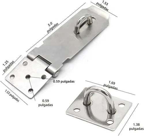 Miniatura 2 de Cerrojos de seguridad para puerta con cerrojo para candado, de acero inoxidable, de 5 pulgadas, extra grueso, con acabado pulido, con tornillos