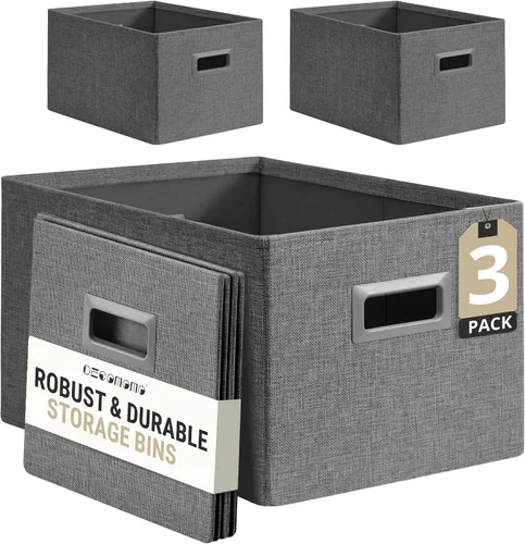 Miniatura 13 de DECOMOMO Contenedores de almacenamiento para estantes, contenedores de tela resistente para armarios y estantes, almacenamiento de juguetes, ropa