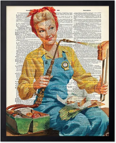 Miniatura 38 de Poster Master Póster de Arte del Diccionario - Impresión Retro de Mujer Soldadora - Arte de Sándwich de Queso a la Parrilla - Regalo para Ella